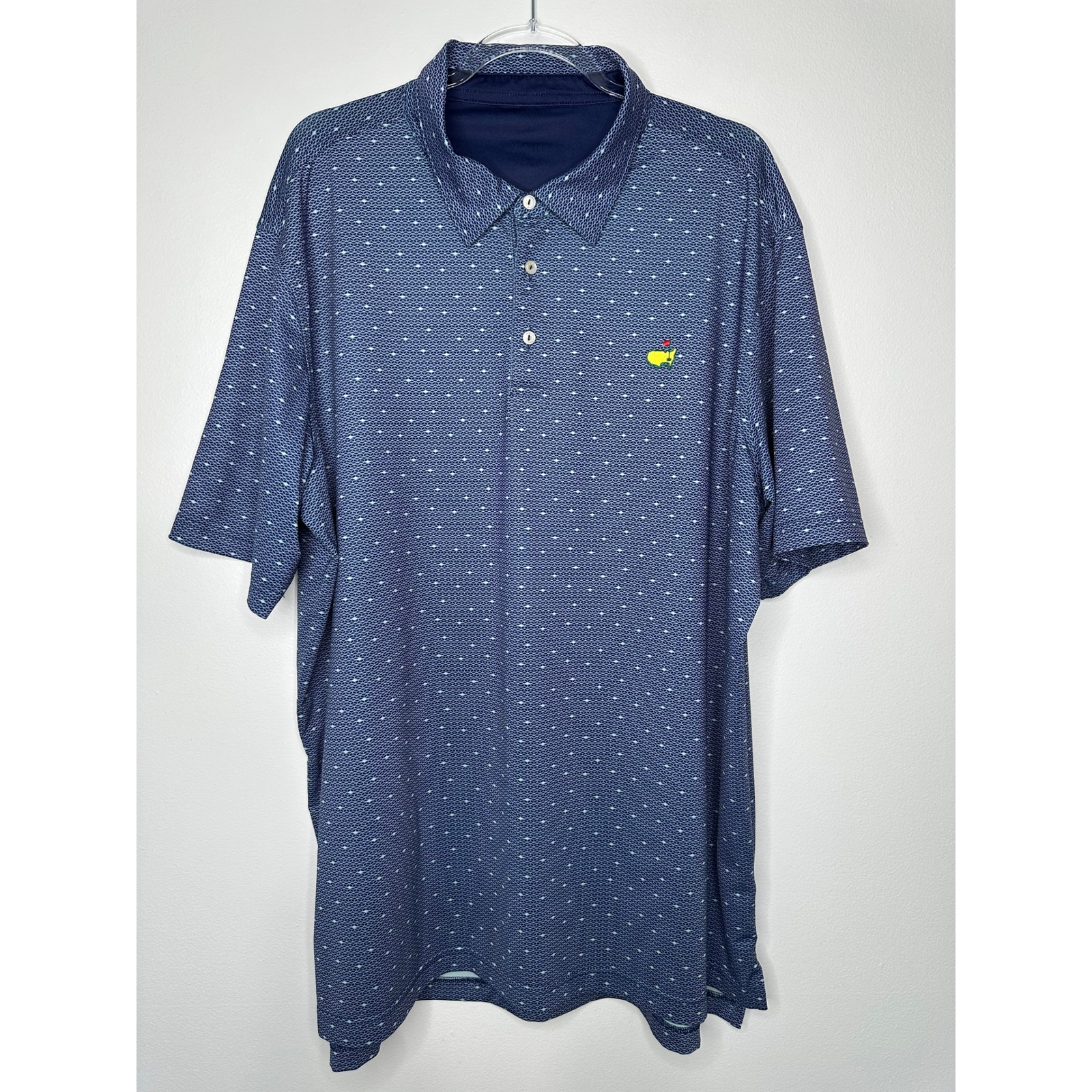Masters Golf Polo Shirt Mens Xxl Blue Geometric Tech Mt2525002 Tournament Logo